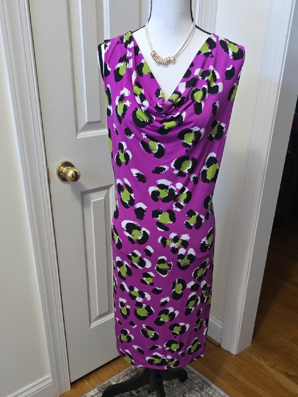 WORTHINGTON BRAND WOMEN'S PURPLE ASYMMETRICAL SLEEVELESS DRESS SIZE LARGE